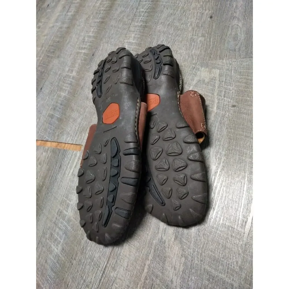 Mens Born Sandal Slip On Thongs Flip Flops Brown Leather Size 12/46 - Picture 5 of 11